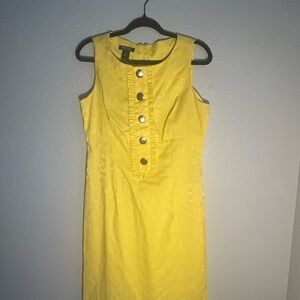 Yellow Sleeveless Dress with Button Detail